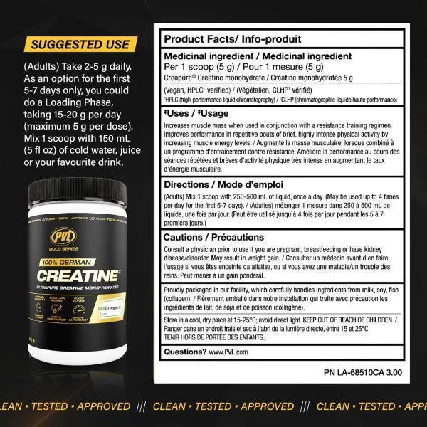 PVL Creapure Creatine - 100% Pure German Creatine monohydrate Powder - Nutrition World